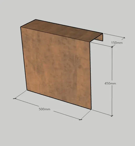 Corten Overzetstuk 15x45x50cm Bruin