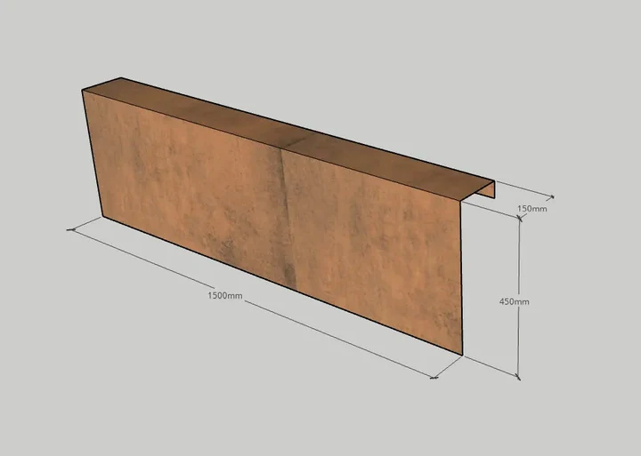 Overzetprofiel Muurblok Recht Corten 15x45x150cm Bruin