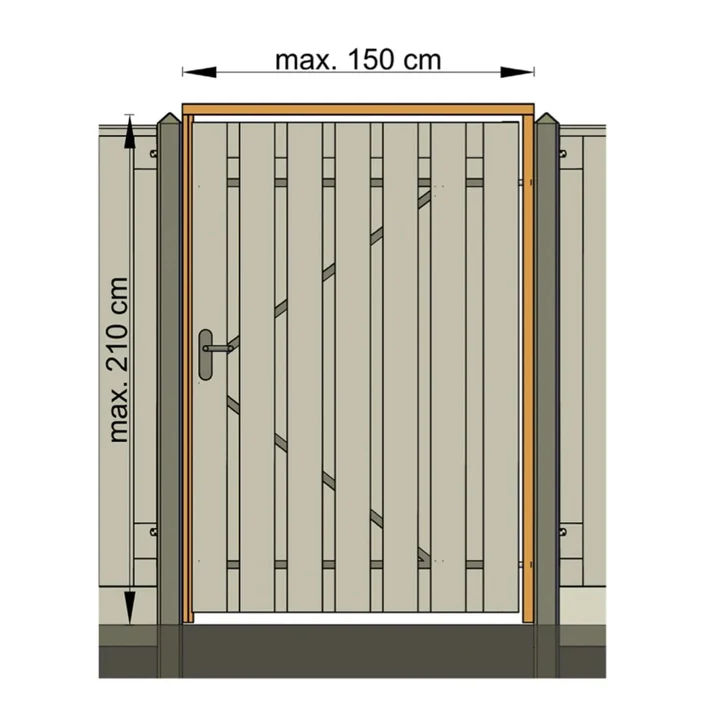 Tuindeurkozijn RCW Onbehandeld Geschaafd 210x140cm 8.8x4.4x210cm Geel,                                                             Rood