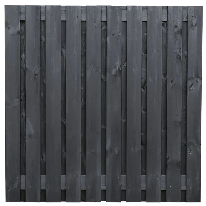 Tuinscherm Breukelen (19+2) Vuren Zwart gespoten 180x180cm 180x180xcm