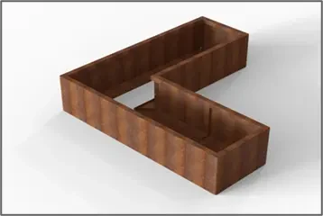 Bloembak Module+ Parallel paneel (E) 60x28 L 0,1x28x60cm Bruin