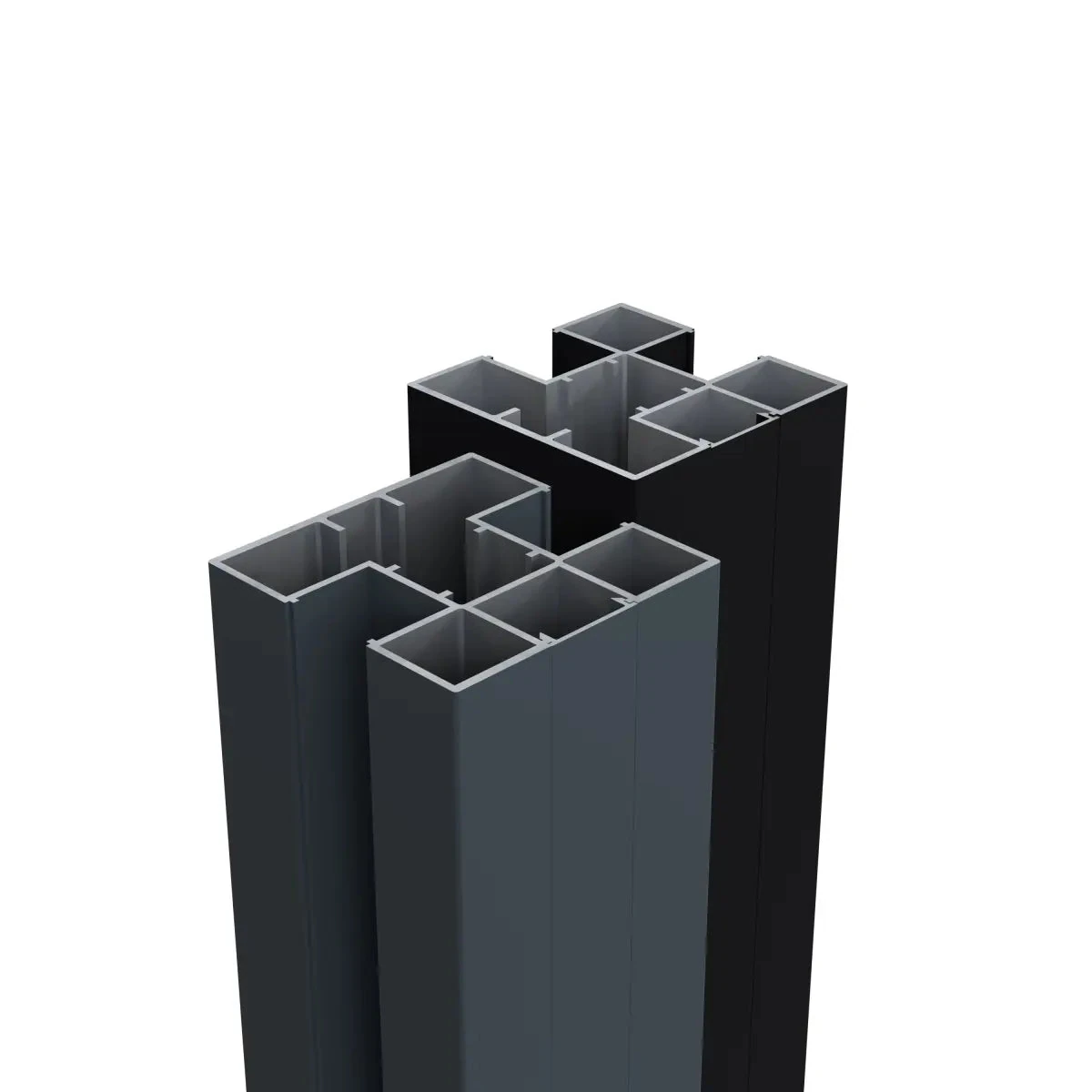 Boston Alu H paal 75x75mm 250cm RAL9005 incl. afwerkprofiel 7.5x7.5x250cm
