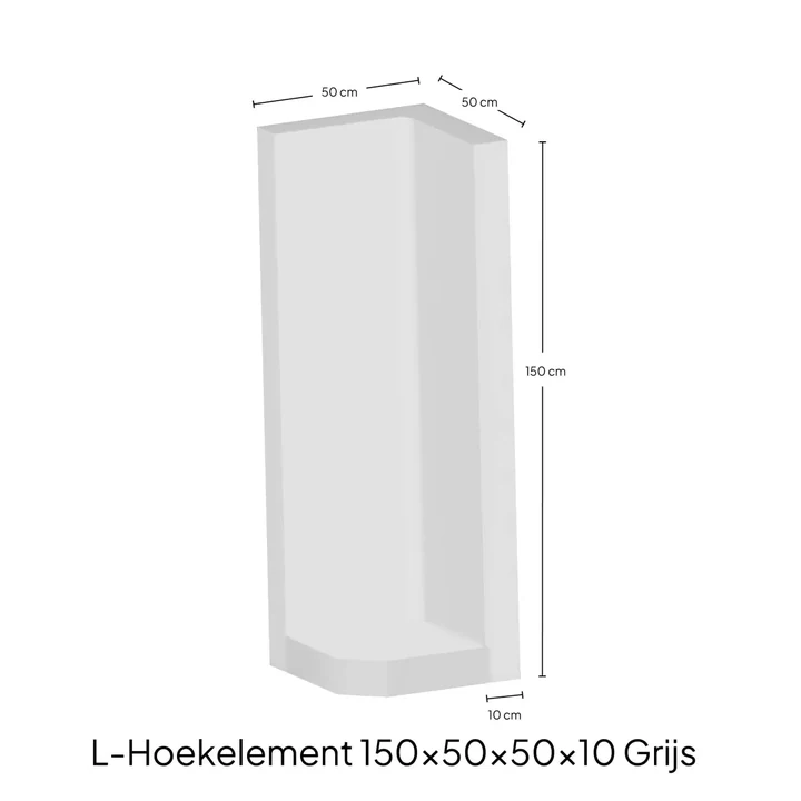 Hoek-L-Elementx10cm Zichtbeton 50x150x50cm