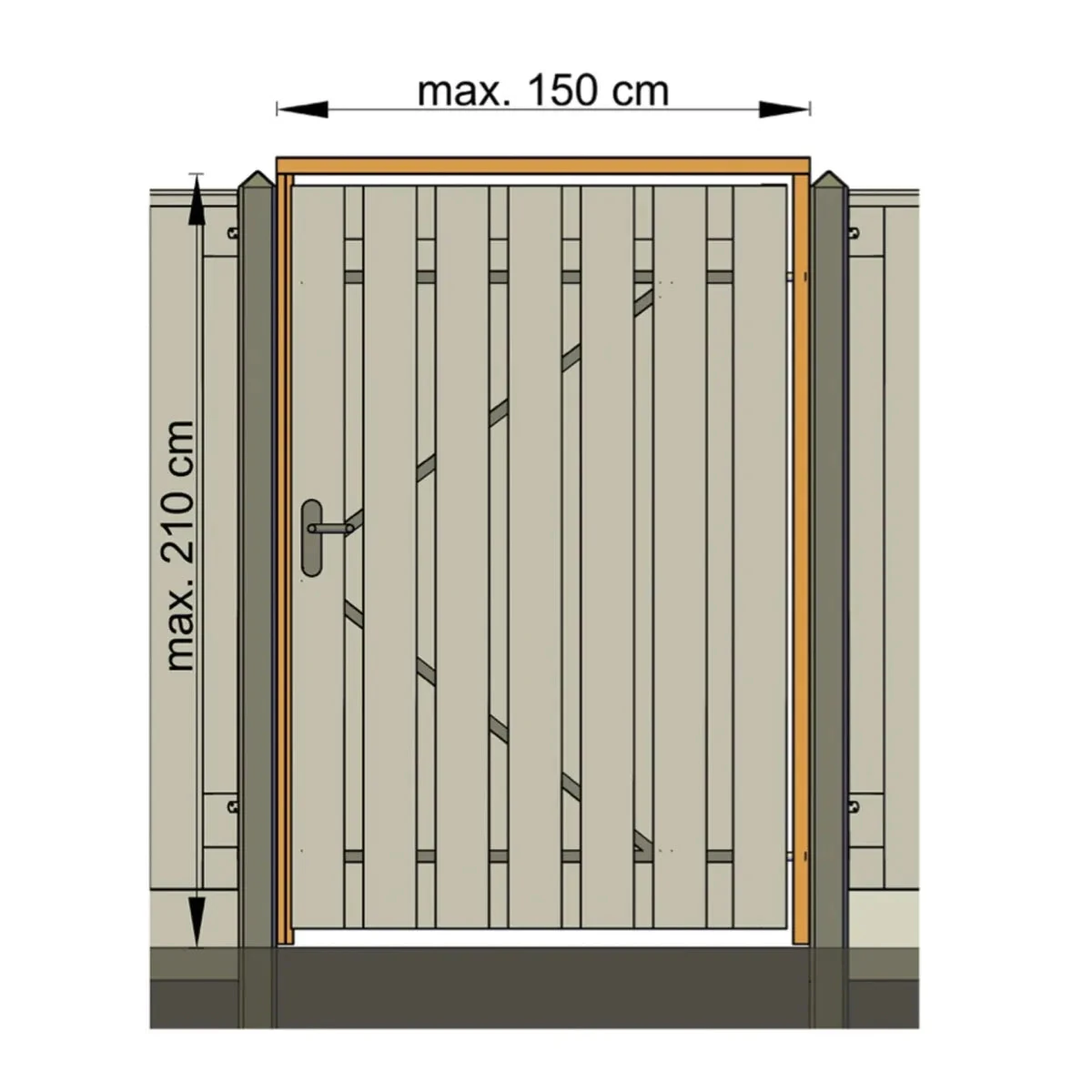 Tuindeurkozijn RCW Onbehandeld Geschaafd 210x140cm 8.8x4.4x210cm Geel, Rood