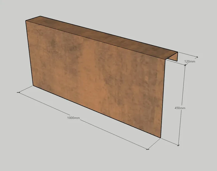 Corten Overzetstuk 12x45x100cm Bruin
