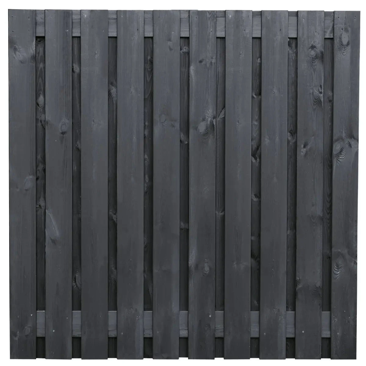 Tuinscherm Breukelen (19+2) Vuren Zwart gespoten 180x180cm 180x180xcm