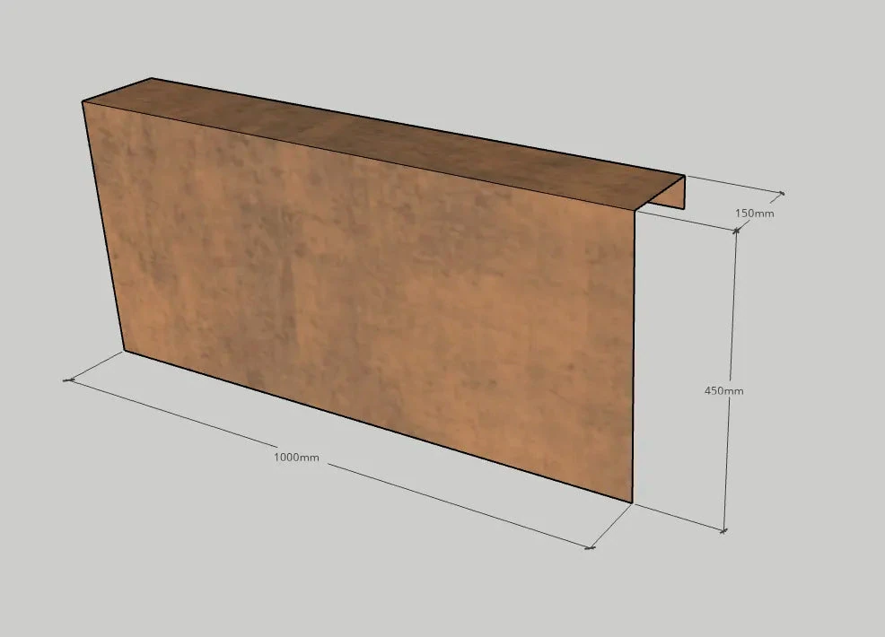 Corten Overzetstuk 15x45x100cm Bruin