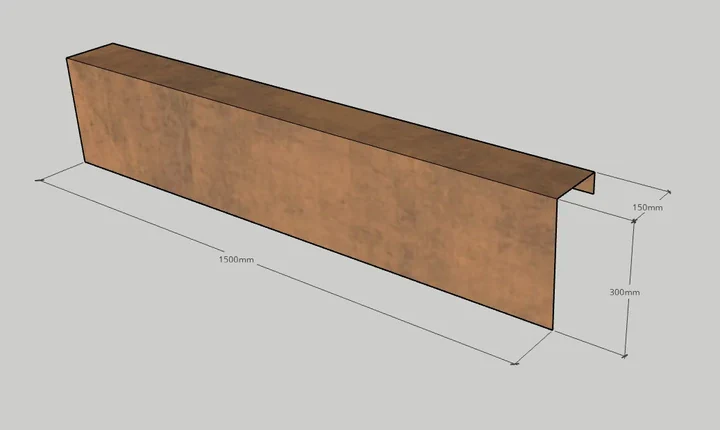 Overzetprofiel Muurblok Recht Corten 15x30x150cm Bruin