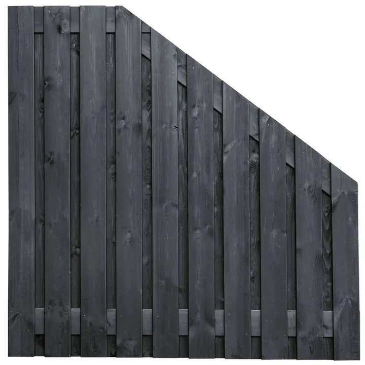 Tuinscherm Breukelen (19+2) Vuren Zwart gespoten 180/90x180 180x180x4.8cm