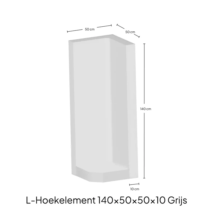 Hoek-L-Elementx10cm Zichtbeton 50x140x50cm