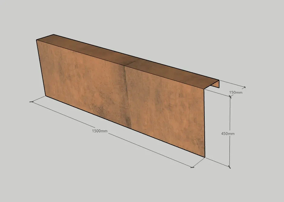 Overzetprofiel Muurblok Recht Corten 15x45x150cm Bruin