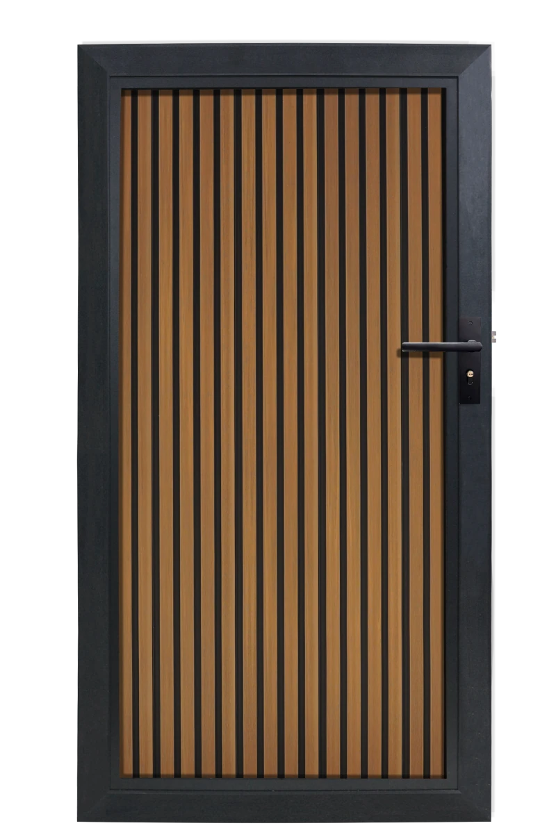 Composiet Tuindeur Rhombus Teak Verticaal Highlander composiet schuttingen