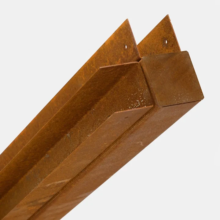 Hoekpaal voor Bamboescherm H182 L:230cm Corten 6x6x230cm