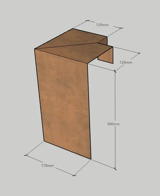 Overzetprofiel Muurblok Hoek Corten 12x30x17cm Bruin