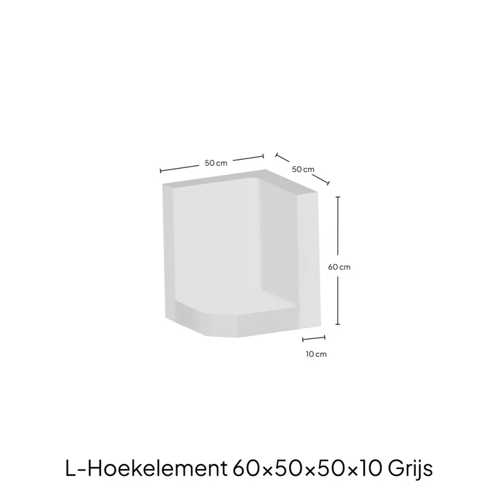 Hoek-L-Elementx10cm Zichtbeton 50x60x50cm