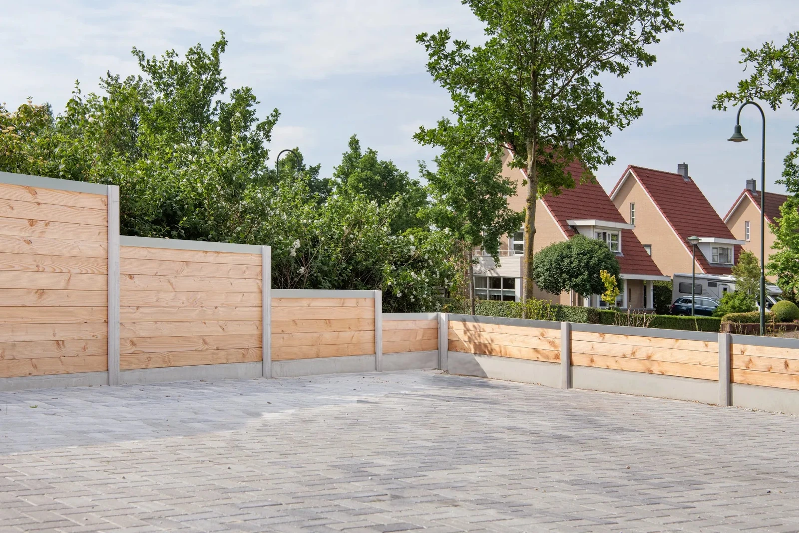 Beton-sleufpaal Zaan 10x10x275 wit/grijs Vlakke kop 10x10x275cm Grijs, Wit