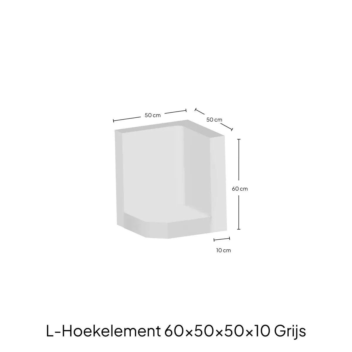 Hoek-L-Elementx10cm Zichtbeton 50x60x50cm