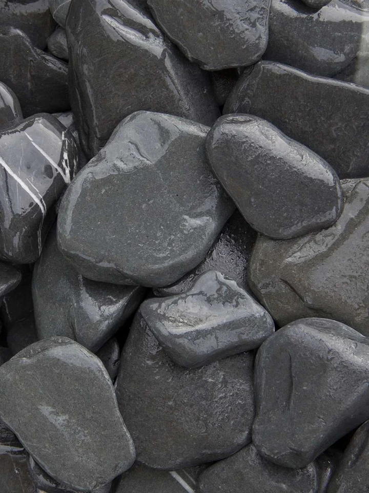 Flat pebbles zwart 30/60mm