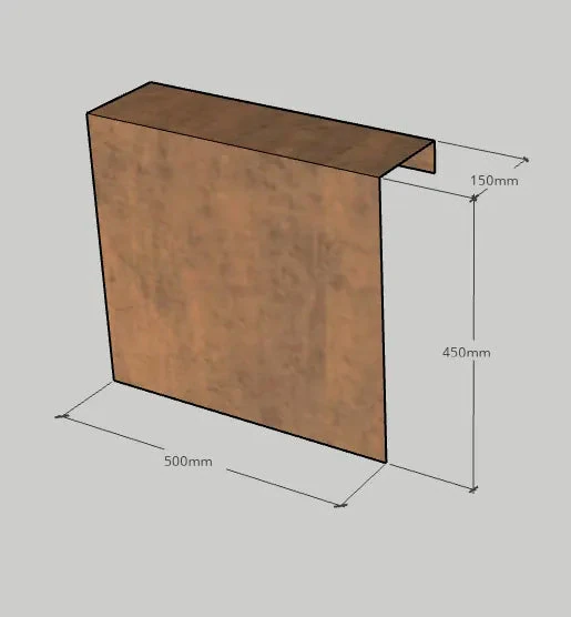 Corten Overzetstuk 15x45x50cm Bruin